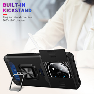 Dành Cho Redmi Note 14 Pro 4G / 5G Ốp Lưng Có Trượt Camera Bao Đựng Thẻ Nhẫn Chân Đế Chịu Lực Bảo Vệ Mỏng Vỏ