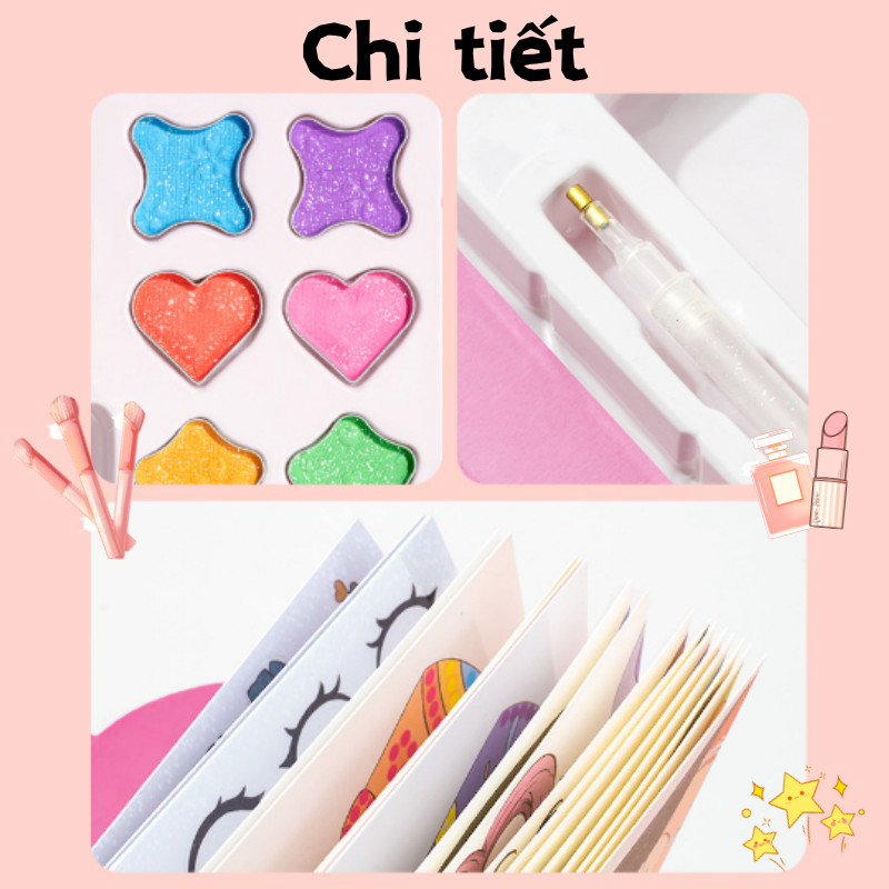 【SKISOPGO】Sổ Tay Trang Điểm Dạng Quai Xách - Bộ Đồ Chơi Học Trang Điểm Cho Bé, Kèm Tranh Tô Vẽ và Cắt Dán