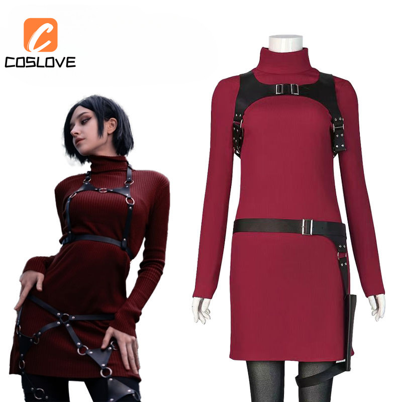 Resident Evil 4 Ada Wong Cosplay Quần Áo Trọn Bộ Trang Phục Phù Hợp Với Người Phụ Nữ Dài Đỏ Đầm Cosplay Váy Comiket Show