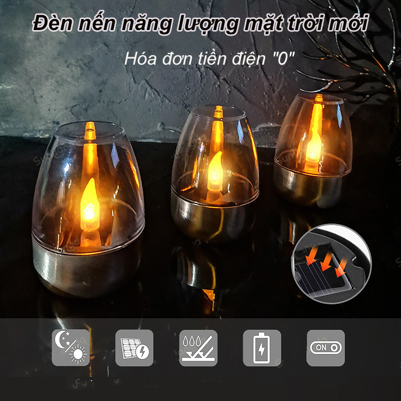 Nến Năng Lượng Mặt Trời Mới，Đèn Ngủ Tiết Kiệm Năng Lượng Pin Tích Hợp Lâu Dài，Đèn ngủ ngoài trời