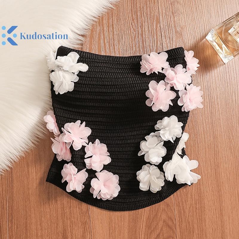 Kudosation Nữ Hoa Ngọt Ngào Dây Gợi Cảm Mùa Hè Ngày Lễ Bãi Biển Co Giãn Crop Top Đẹp