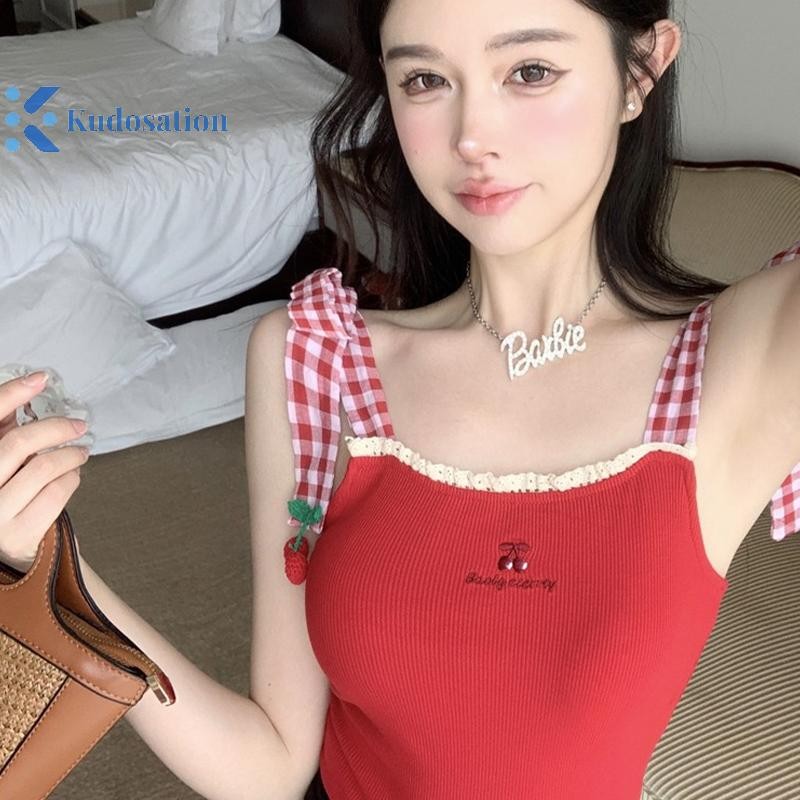 Kudosation Thời Trang Mùa Hè Ngọt Ngào Kẻ Sọc Anh Đào Mỏng Gợi Cảm Áo Khoác Ngoài Cho Nữ Đẹp