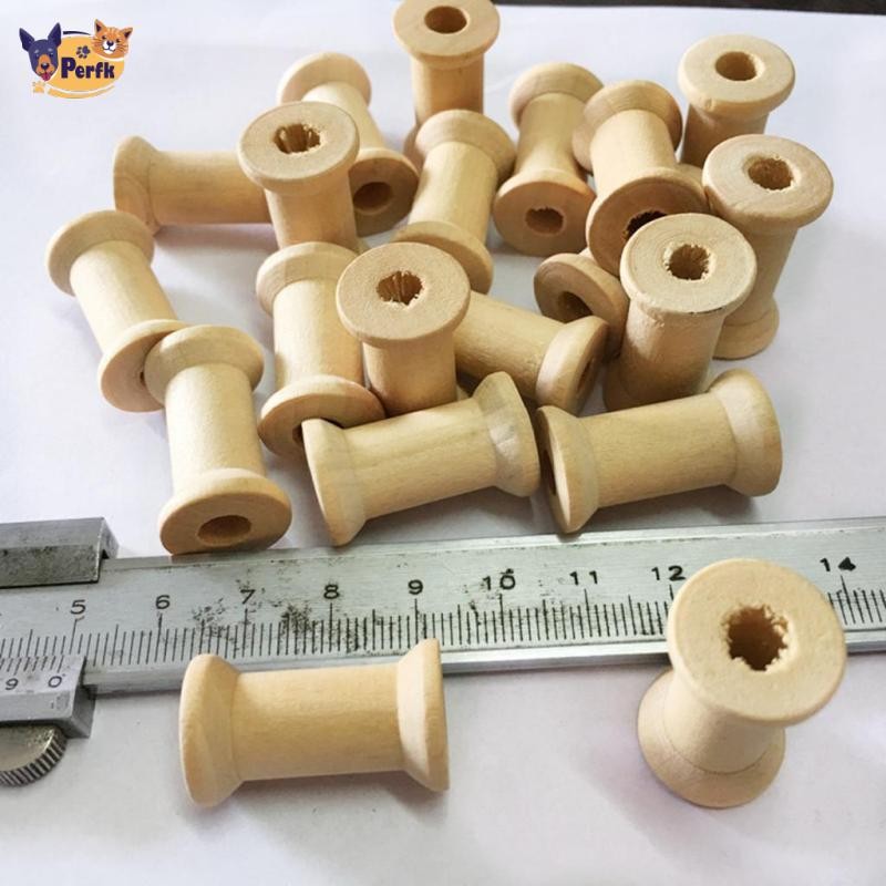 Bộ 50 Vintage Gỗ Tự Nhiên Cổ Điển Bobbin Rỗng Chỉ Ống May Thủ Công