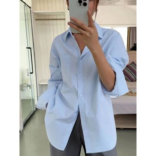 Áo sơ mi nữ màu xanh dài tay
