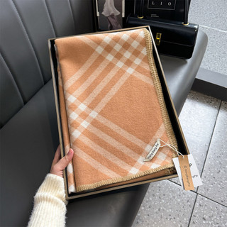 Khăn Choàng Cổ Giả Cashmere Dày Kẻ Sọc Theo Phong Cách Gianna Jun