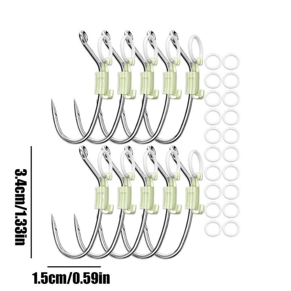 NATURALHM 5 / 10 / 20 Cái Móc Tôm Sống Dạ Quang, Không Móc Chống Rối Mồi Dạ Quang Bộ Giá Đỡ Cố Định, Móc Câu Cá Chống Trơn Trượt
