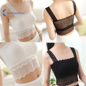 Kudosation Nữ Ren Gợi Cảm Móc Dây Áo Ngực Miễn Phí Dây Co Giãn Crop Tank Top Đẹp