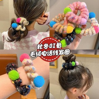 Bóng màu len scrunchie co giãn cao dây tóc phụ kiện tóc đuôi ngựa