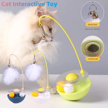 Mèo Tương Tác Đồ Chơi Tumbler Đồ Chơi Cho Mèo Tumbler Lông Mèo Teasing Stick Mèo Con Tương Tác Chống Cắn Bàn Xoay Đồ Chơi Thú Cưng