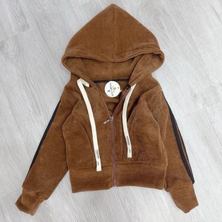 K10-[tomnaukids] Áo khoác Nhung tăm bé gái phối viền thể thao - Size 9-40Kg