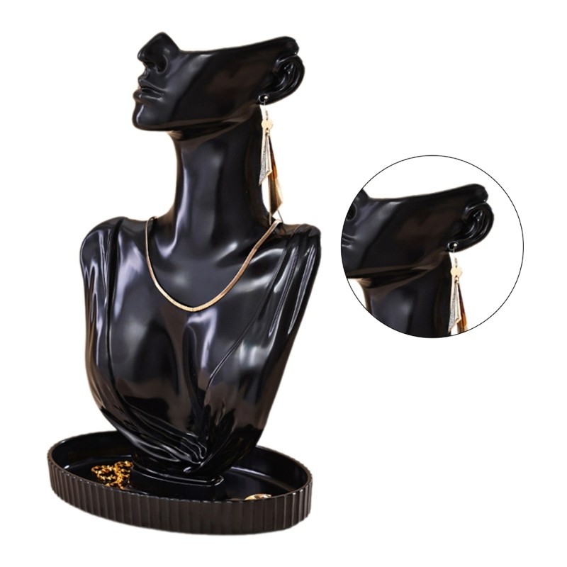 Jenniferab Vòng cổ tiện lợi Nhẫn đứng Hình nộm Giá trưng bày cho những người yêu thích trang sức