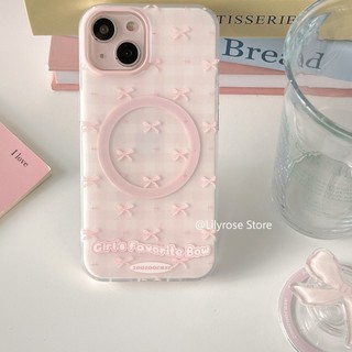 2024 Thiết Kế Mới Từ Tính Ốp Lưng Điện Thoại Apple iPhone 15 Pro Max iPhone 14 Chống Rơi 13 12 Hai Lớp Chất Lượng Cao Trong Suốt Màu Hồng Nơ