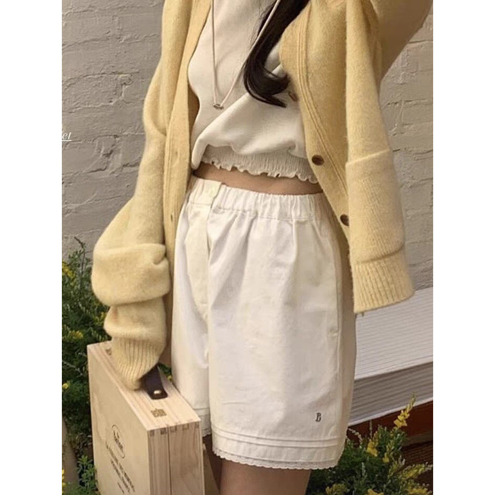 The barnnet SC 2024Summer New Elastic Waist Casual All-Match Lace Shorts