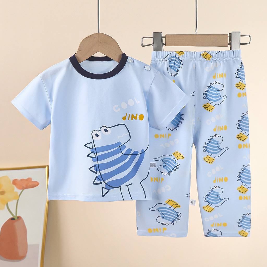 Trẻ Em Cotton Nguyên Chất Ngắn Tay Phù Hợp Với Áo Thun Mùa Hè Quần Áo Bé Trai Bộ Đồ Bé Gái Quần Áo Mùa Hè Quần Áo Trẻ Em IBSG