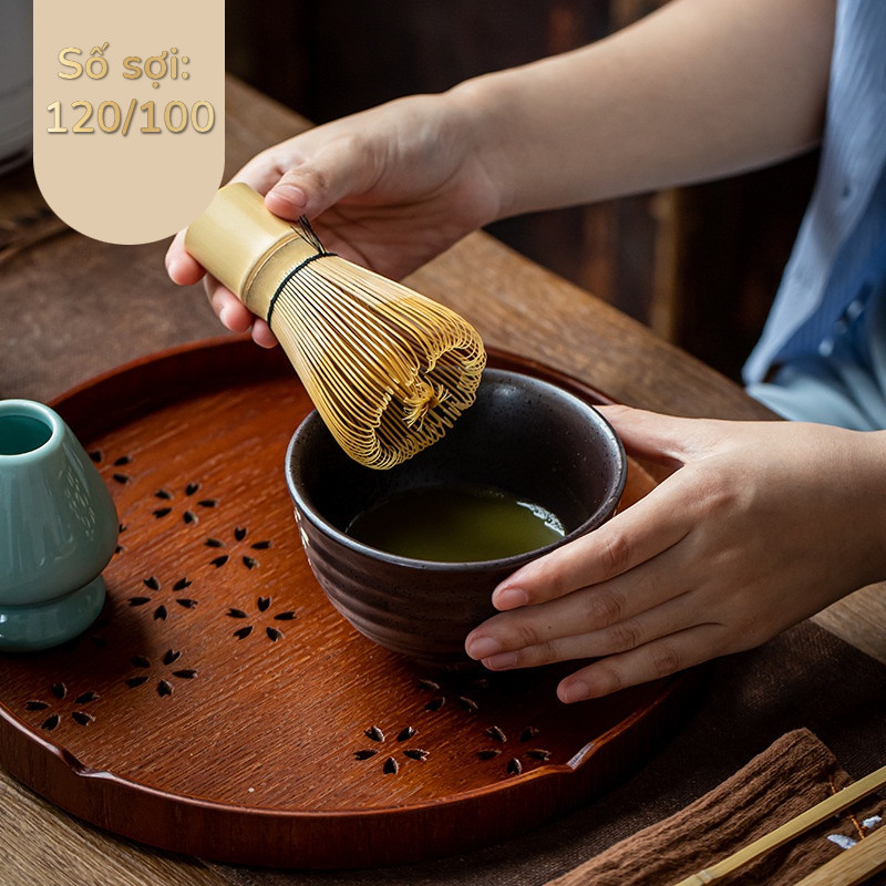Chổi Đánh Matcha Loại 120/100 Sợi, Chổi Chasen, Chổi Khuấy Trà
