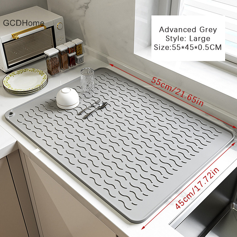 Gcdhome Silicone Dish Sấy Thảm Chịu Nhiệt Có Thể Gập Lại Chống Trơn Trượt Đĩa Thoát Thảm Nhà Bếp Mặt Bàn Nhỏ Giọt Khay Bồn Rửa Miếng Lót HOT