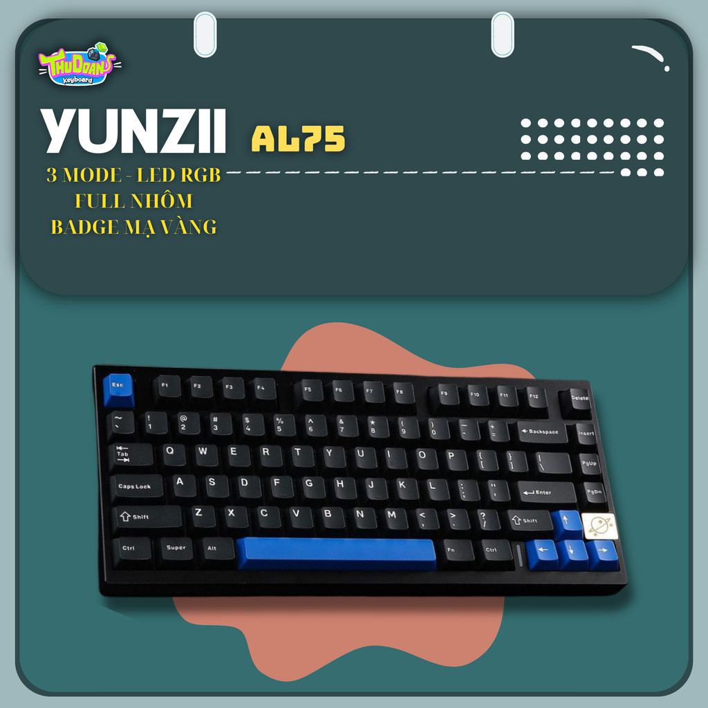 BÀN PHÍM YUNZII AL75 | BADGE MẠ VÀNG 18K | NHÔM CNC NGUYÊN KHỐI | 3 ...