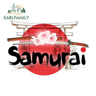 EARLFAMILY 13cm x 8.7cm Thanh Kiếm Samurai Có Mặt Trời Đỏ Xe Miếng Dán Xe Máy Xe Tay Ga Ốp Lưng Vinyl Chống Nắng Decal Chống Thấm Nước Bảo Vệ Cửa Xe Ô Tô