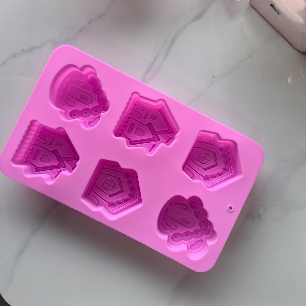 6 Khoang Nhà Mô Hình Khuôn Silicon Giáng Sinh Series Pháp Mousse Bánh Khuôn Nhà Xà Phòng Handmade Khuôn Socola Cơm Pudding Khuôn DIY Nướng Bánh