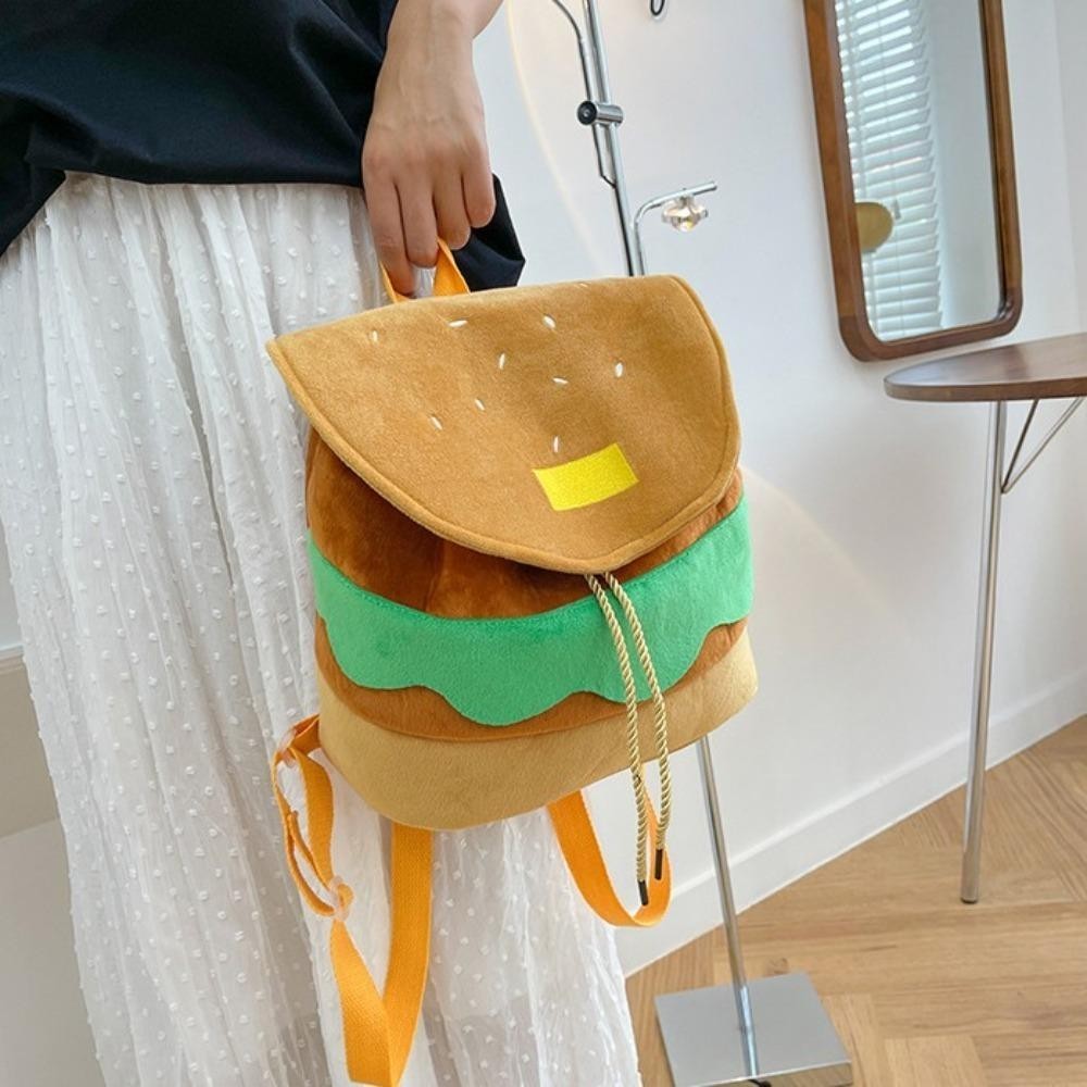 Ba lô Hamburger NEATNOOK, Túi đi học dây rút đa chức năng dung tích lớn, Ba lô Hamburger hoạt hình có thể điều chỉnh sáng tạo dành cho cha mẹ và con cái Người lớn
