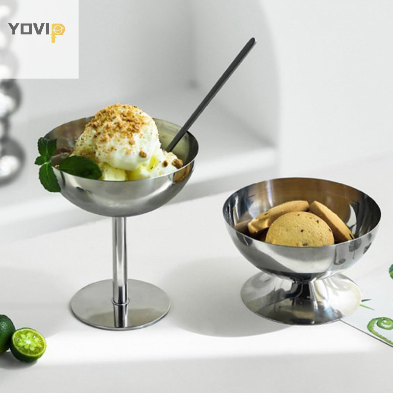 Yovip 2023 Cốc Inox Mới Cốc Kem Món Tráng Miệng Salad Đĩa Trái Cây Ăn Nhẹ Đĩa KTV Thanh Tiếp Liệu VN