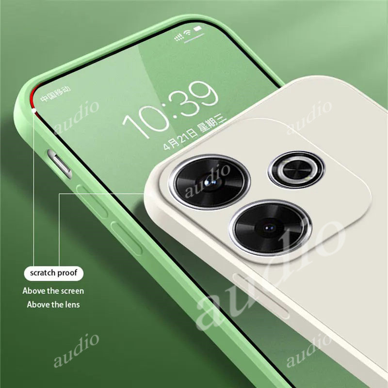 Ốp lưng silicon chính hãng cho Redmi 13 4G/5G 2024, viền vuông, chống sốc, TPU
