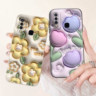 Vivo 1915 1916 Y19 Y5s U3 U3x U10 Vỏ bảo vệ ống kính 2024 Vỏ điện thoại silicon mềm hình gấu trúc dễ thương
