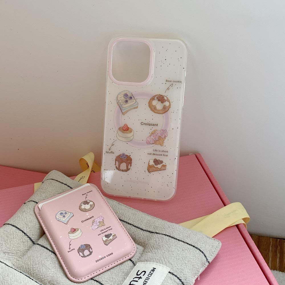 Ốp Lưng Cứng Tương Thích Với iPhone 13 14 14Pro 14ProMax 15 15Pro 15ProMax 16 16Pro 16ProMax Ốp Nam Châm Họa Tiết Croissant