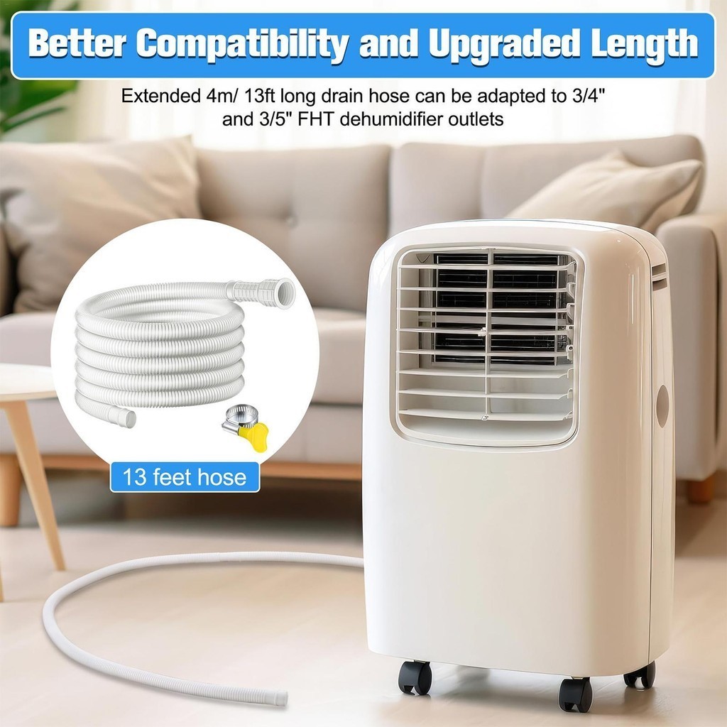 Ống thoát nước máy hút ẩm 9.8 / 13 Feet Ống AC có thể cắt Bộ chuyển đổi cao su Kết nối kẹp Máy hút ẩm Ống thay thế shopidaevn