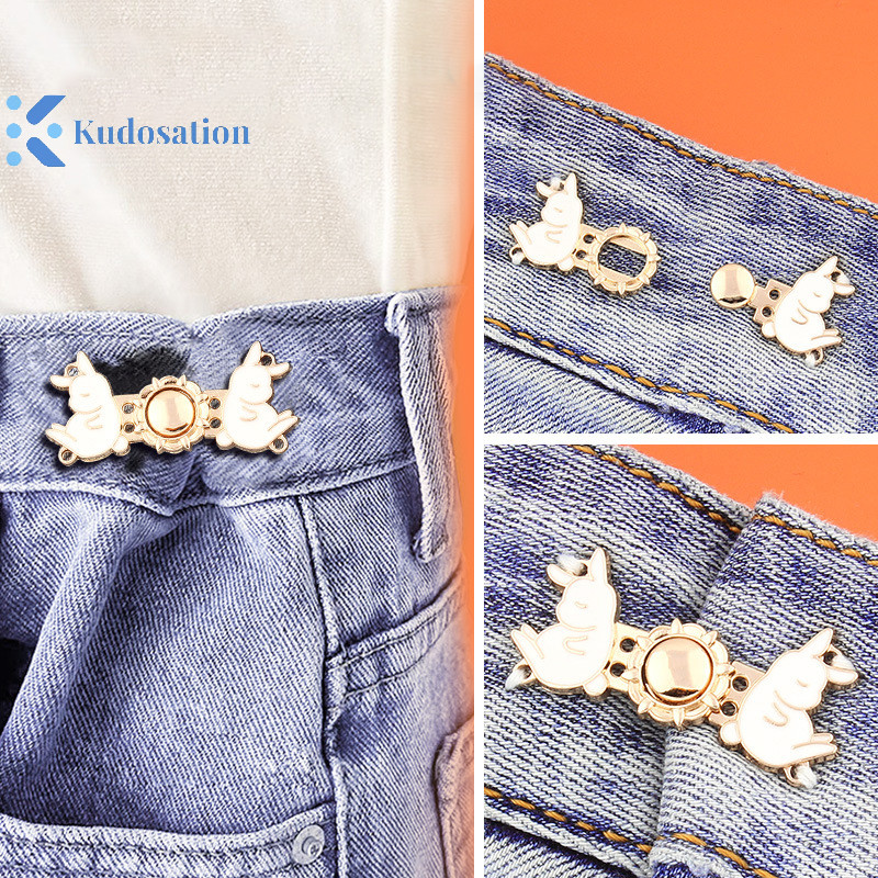 Kudosation Quần Jean Khóa Thắt Lưng Đóng Thắt Lưng Nút Thắt Lưng Có Thể Tháo Rời Kim Loại Chân Có Thể Điều Chỉnh Eo Kẹp Đồ Trang Trí Nút Váy Quần Áo Quần Jean Phụ Kiện