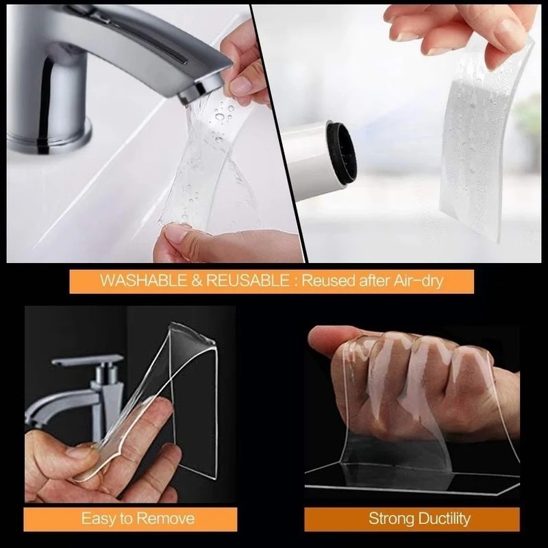 Băng Nano - Băng Chống Thấm Nước Traceless - Dành Cho Phòng Tắm, Nhà Bếp, Miếng Dán Gel Tập Bồn Rửa - Băng Dính Hai Mặt - Băng Cực Mạnh - Đồ Gia Dụng
