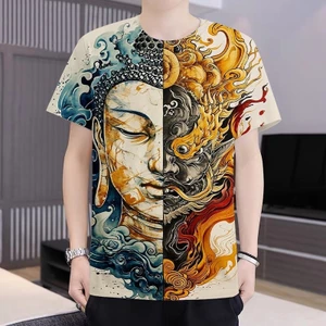 Mùa Hè 2024 Mới Phong Cách Trung Hoa Hợp Thời Trang In Hình Tay Ngắn Thời Trang Nam Tay Ngắn Đa Năng Thời Trang Thanh Niên Và Đẹp Trai