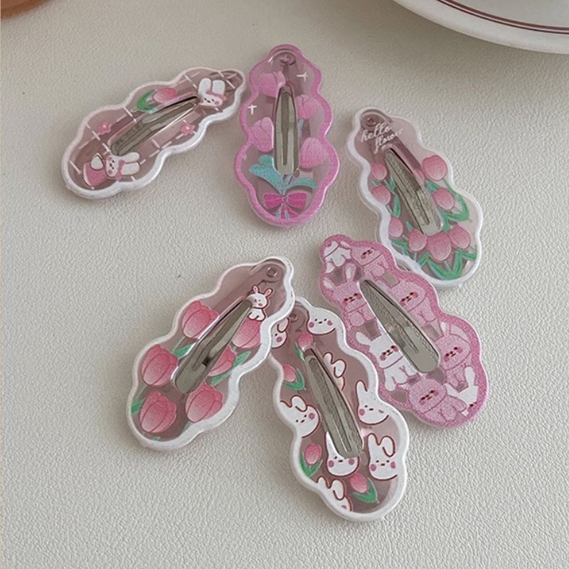Dễ Thương Màu Hồng Kẹp Tóc Vintage Hồng Thỏ Ngọt Barrettes Tóc Đáng Yêu Kẹp Tóc Phụ Kiện