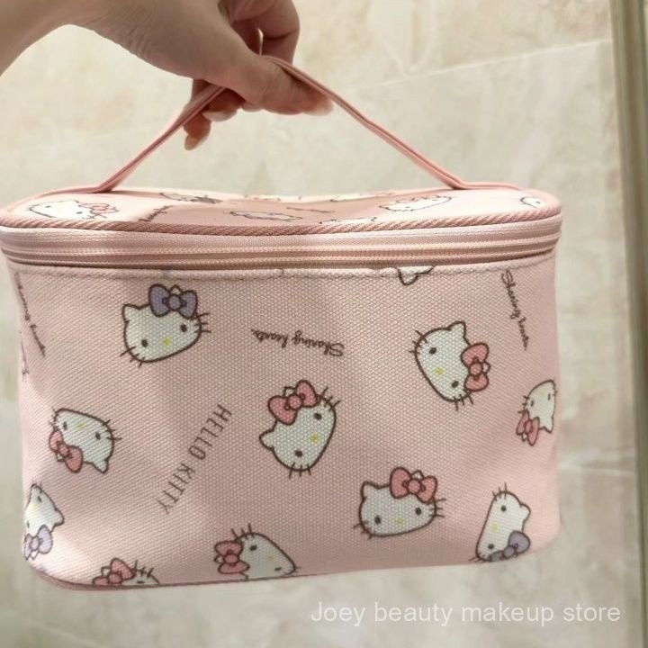 Hello Kitty Cute Printing Large Capacity Portable Cosmetic Bag Portable Wash Handbag Storage Bag HQSA
