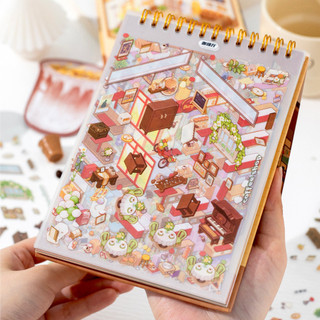 Enwei 20 Tờ Dream Town Story Series Chống Thấm Nước Thêu Sò Miếng Dán Sách Sáng Tạo Phong Cảnh Miếng Dán Bộ Sưu Tập Với Vật Liệu Thủ Công Cho DIY Tạp Chí Phụ Kiện Trang Trí