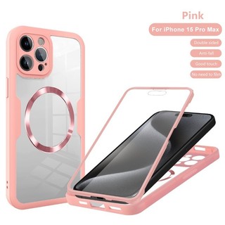 Ốp điện thoại trong suốt toàn thân từ tính 360 cho IPhone 16 15 11 12 13 14 Pro Max Ốp điện thoại silicon chống sốc