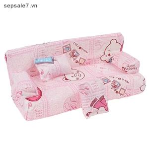 Bộ ghế sofa vải hoa nhỏ nội thất kèm 2 phụ kiện búp bê {vn}
