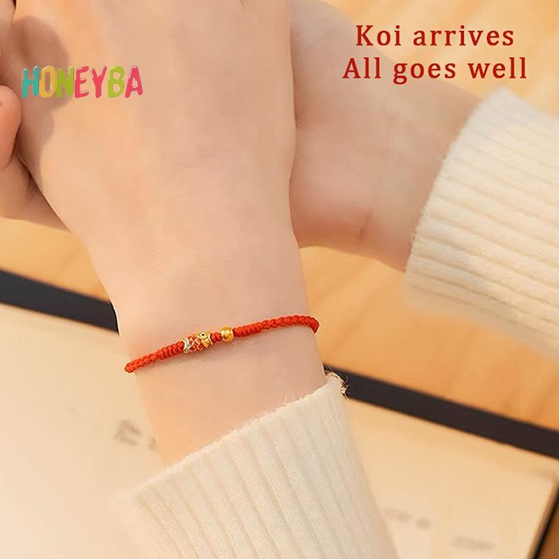 < Honeyba > Vòng tay may mắn cá Koi tay thời trang Vòng tay dệt tay dành cho nữ Những người bạn thân nhất Người yêu Kích thước Vòng tay có thể điều chỉnh Quà tặng