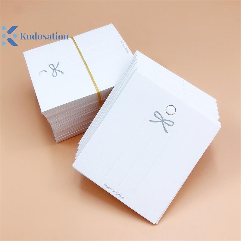 Kudosation 50 Chiếc Kẹp Tóc Trắng Thẻ Trượng Nơ Hiển Thị Thẻ Giấy Đóng Gói