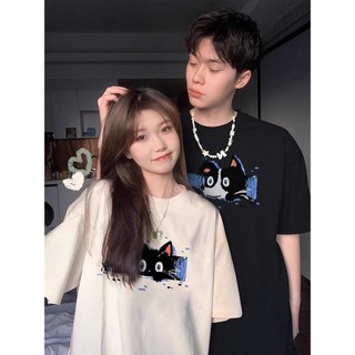 HIIXIIVI Mới Phong Cách Hàn Quốc Thời Trang Nữ Quần Áo Rời Cặp Đôi Áo Thun Cotton Tay Ngắn Oversize Tee Nhân Quả Người Phụ Nữ Cổ Tròn Áo