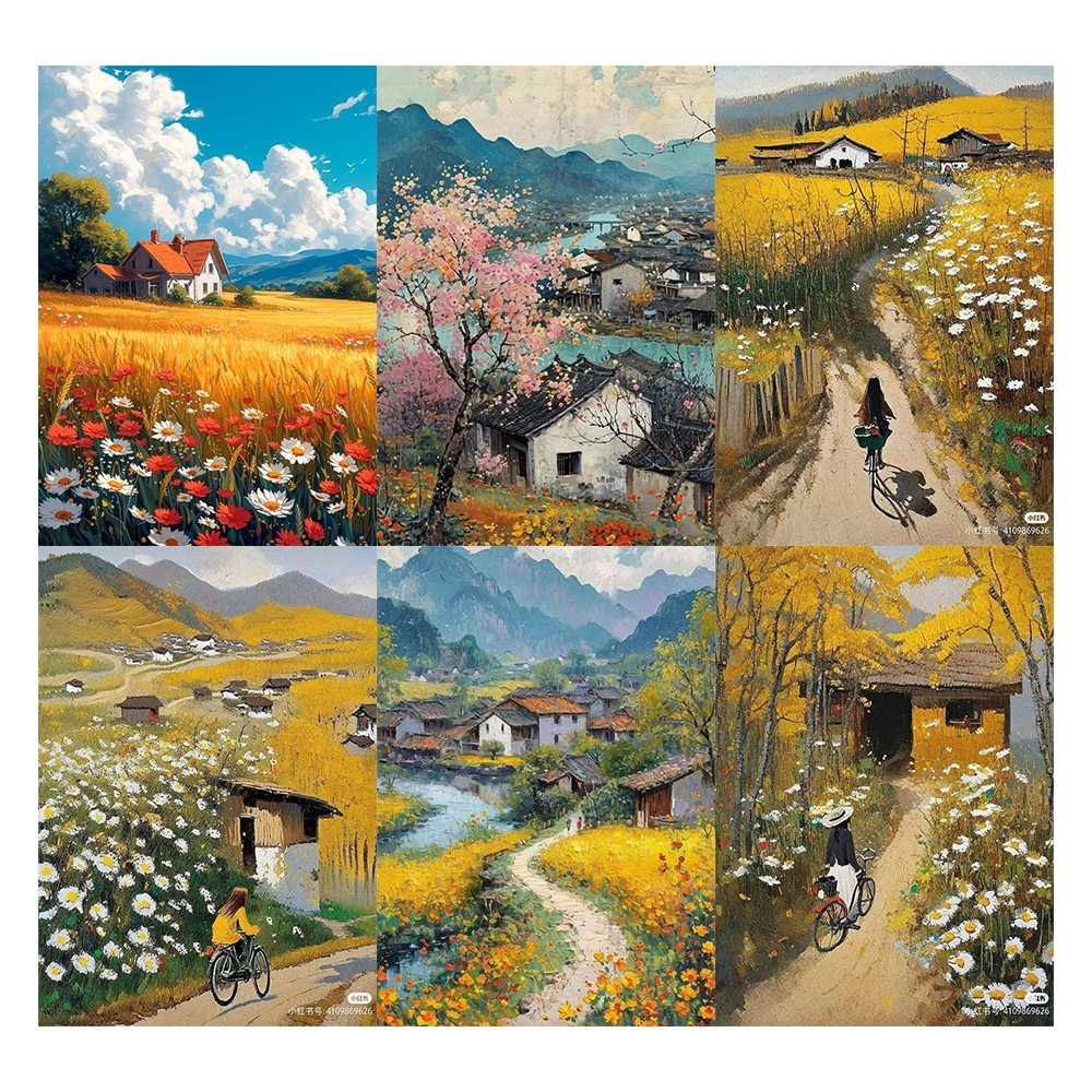 [Giấy] A5 In Màu - Set 50 Tờ Poster Giấy Dán Tường - HÌNH PHONG CẢNH MÙA XUÂN - Decor Trang Trí Nhà | MS: 111583