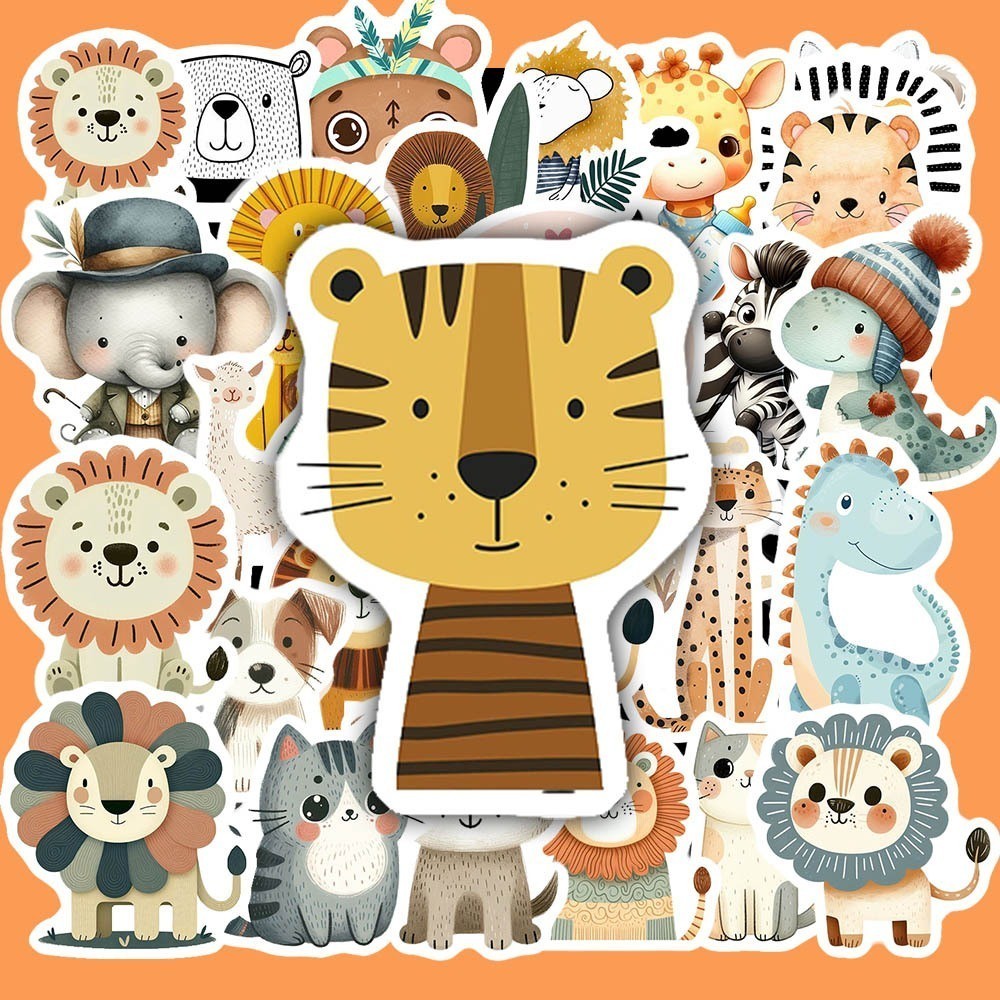 Hộp 50 Miếng Dán Sticker Hình ĐỘNG VẬT ART DỄ THƯƠNG Chống Thấm Nước Đa Năng Dùng Trang Trí Vali, Laptop, Tủ Lạnh