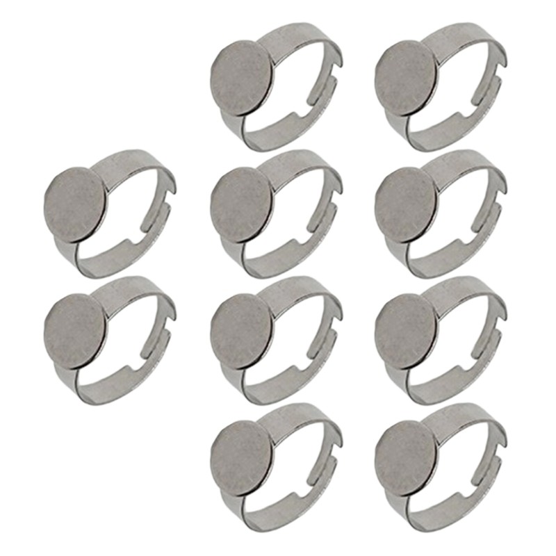 Nhẫn thép không gỉ, khung điều chỉnh linh hoạt - Bộ 10 chiếc cho trang sức handmade