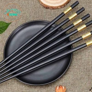 [Bộ 10 Đôi] Đũa Mạ Vàng Nhật Nhựa Melanin Cao Cấp Chống Trơn Chống Mốc Chịu Nhiệt - Phương Trang