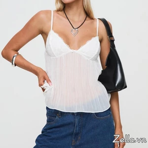 Nữ Xếp Ly Camisole Mini Nơ Phía Trước Spaghetti Dây Đeo Cổ Chữ V Ren Tank Tops