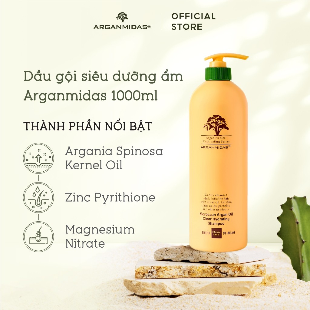 Ảnh Dầu gội siêu dưỡng ẩm Arganmidas Moroccan Argan Oil Clear Hydrating Shampoo 1000ml 4