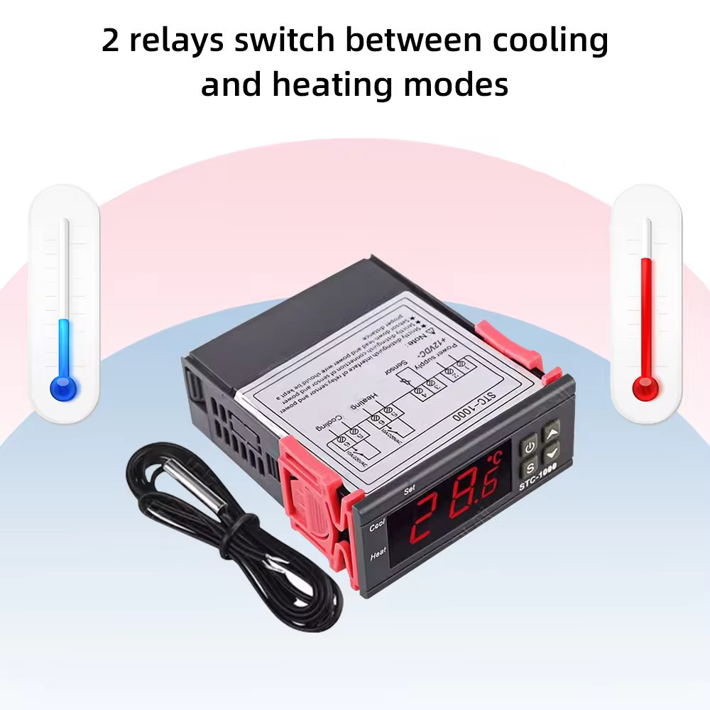 [Cổ phiếu địa phương] STC-1000 110-220V Nhiệt độ kỹ thuật số thông minh Bộ điều khiển nhiệt độ kỹ thuật số Bộ điều chỉnh nhiệt độ cho máy ấp trứng Hẹn giờ Bộ quạt thổi cảm biến