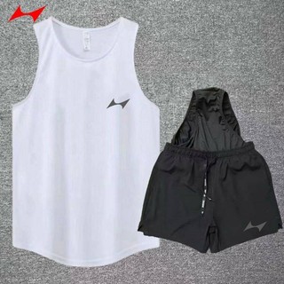 Hells Sports Waistcoat Suit Marathon Men's and Women's Track and Field Competition Training Running Quick-Drying Vest Shorts Set MjAC
