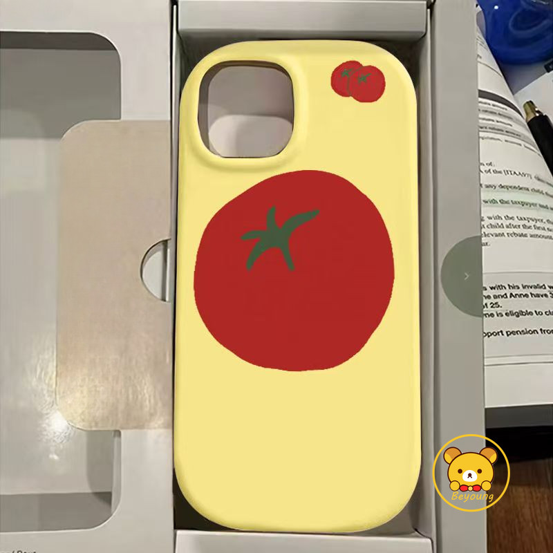 Vỏ Họa Tiết Cà Chua Hoạt Hình Cho iPhone 13 12 Pro Max 13 12 Mini XS Max X XR 8 7 6 6S Plus SE 2020 Vỏ Điện Thoại Mềm Màu Kẹo Dễ Thương Mờ Chống Sốc Ốp Lưng Chống Rơi