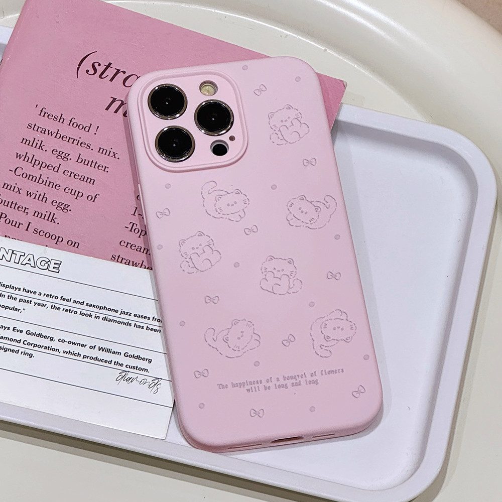 Ốp điện thoại silicon lỏng toàn màn hình cho mèo cho iPhone 17 Pro Max 17 Air 16 Plus 15 14 13 12 Pro Max 11 Vỏ bảo vệ chống sốc